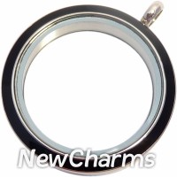 EK10 Black Enamel Stainless Steel Big Round Locket