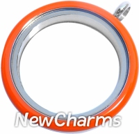 EO10 Orange Enamel Stainless Steel Big Round Locket