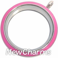 EP10 Pink Enamel Stainless Steel Big Round Locket