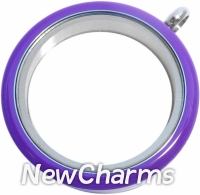 EV10 Violet Enamel Stainless Steel Big Round Locket