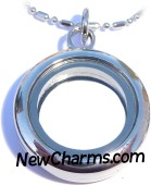 Small Round Necklace Thick - Floating Memory Locket