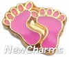 H1014 Pink Footprints Floating Locket Charm