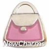 H1019ps Pink Purse on Silver Locket Charm