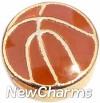 H1043 Basketball Gold Trim Floating Locket Charm