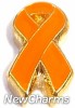 H1047ORANGE Orange Ribbon Floating Locket Charm