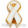 H1047WHITE White Ribbon Floating Locket Charm