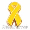 H1047 Yellow Ribbon Gold Trim Floating Locket Charm