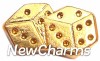 H1066 Gold Dice Floating Locket Charm