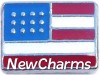 H1078silver US Flag on Silver Floating Locket Charm