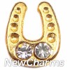 H1107 Horseshoe Gold Floating Locket Charm