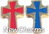 H1124bluered Blue Side Red Side Cross Floating Locket Charm