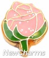 H1131 Gold Pink Rose Floating Locket Charm