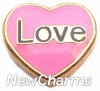 H1140 Love on Pink Heart Floating Locket Charm