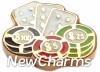 H1149 Cards And Chips Floating Locket Charm