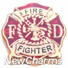 H1174 Fire Fighter Emblem Floating Locket Charm