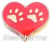 Gold Paws On Red Heart Floating Locket Charm