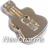 H1301s Silver Guitar Floating Locket Charm