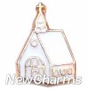 H1348 White Church Floating Locket Charm