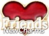 H1367 Friends On Red Heart Gold Trim Floating Locket Charm
