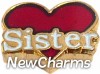 H1369 Sister On Heart Floating Locket Charm