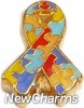 H1399 Multi Color Autism Ribbon Floating Locket Charm