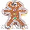 H1406 Gingerbread Man Gold Trim Floating Locket Charm