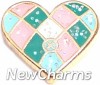 H1415 Patchwork Heart Floating Locket Charm