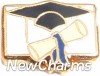 H1427 Graduation Cap And Diploma Floating Locket Charm
