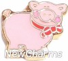 H1432 Pig With Ribbon Floating Locket Charm