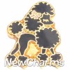 H1436k Black Poodle Floating Locket Charm