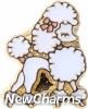 H1436w White Poodle Floating Locket Charm