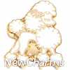 H1436W White Poodle Floating Locket Charm
