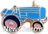 H1521blue Tractor in Blue Floating Locket Charm