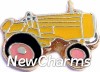 H1521yellow Tractor in Yellow Floating Locket Charm