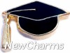 H1528blackgold Graduation Cap Black on Gold Floating Locket Charm