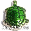 H1537 Turtle Shiny Green Floating Locket Charm