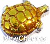 H1537gold Turtle Shiny Gold Floating Locket Charm