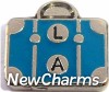 H1580 Blue Suitcase Floating Locket Charm