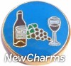 H1642 Wine Bottle And Grapes Floating Locket Charm