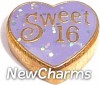 H1652 Sweet 16 On Heart Floating Locket Charm