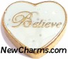 H2052 Believe On White Heart Floating Locket Charm