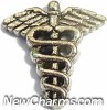 H4002 Silver Medical Symbol Caduceus Snakes Floating Locket Charm