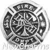 H3514 Fire Department Black Emblem Floating Locket Charm