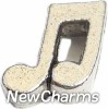 H4015 Music Note Silver Floating Locket Charm