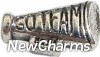 H4022 Megaphone Go Team Cheer Silver Floating Locket Charm