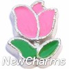 H4140 Pink Tulip Floating Locket Charm