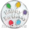 H4205 Happy Birthday Circle Floating Locket Charm