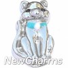 H5047 Cat With Blue Collar Floating Locket Charm