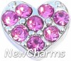 H5050 Pink CZ Heart Floating Locket Charm