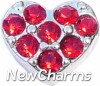 H5051 Red CZ Heart Floating Locket Charm